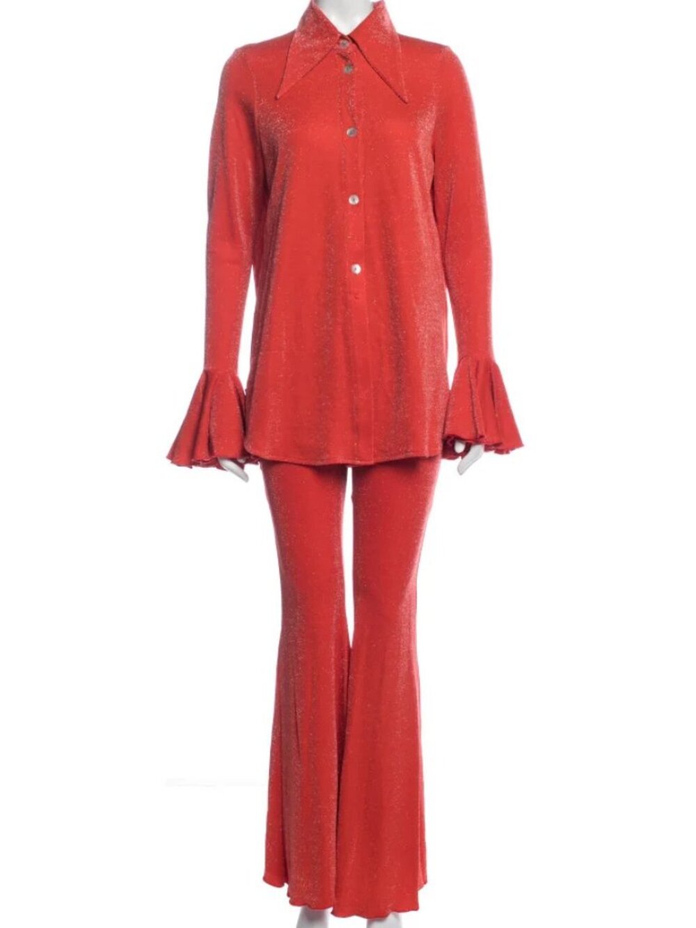 Sleeper Cosmos Lurex Lounge Suit Pants Set Terracotta Orange Women's Small
